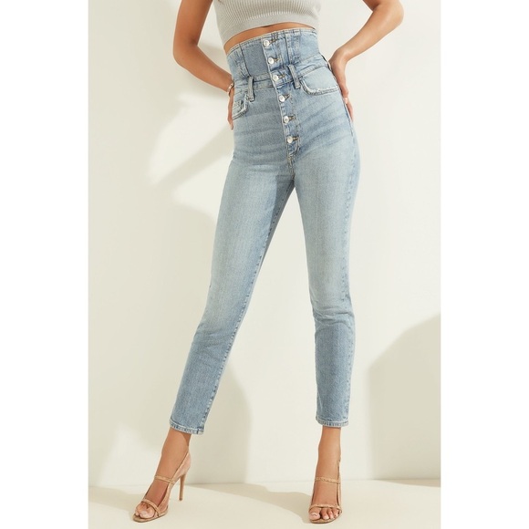 New GUESS IT GIRL HIGH WAIST RISER DENIM Jeans SZ 27 - Picture 8 of 10